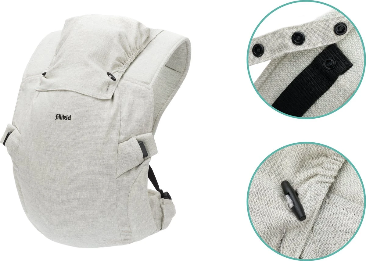 Fillikid Premium Draagzak - 2 In 1 - Ergonomisch - EU Gecertificeerd - Natural Sand - Ontworpen Met Draagconsulent 5 Fillikid Premium Draagzak - 2 In 1 - Ergonomisch - EU Gecertificeerd - Natural Sand - Ontworpen Met Draagconsulent - Afbeelding 3