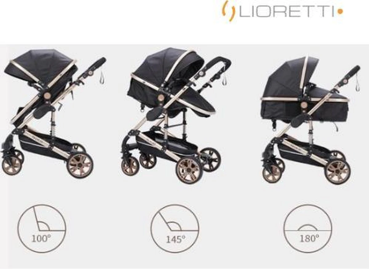 Merkloos Lioretti® Luxe Baby Buggy 3 In 1 | Baby Wagen | Kinderwagen Met Stoel En Wieg | Inklapbaar | Hoge Kwaliteit | Combi | Zwart 18 Merkloos Lioretti® Luxe Baby Buggy 3 In 1 | Baby Wagen | Kinderwagen Met Stoel En Wieg | Inklapbaar | Hoge Kwaliteit | Combi | Zwart - Afbeelding 16