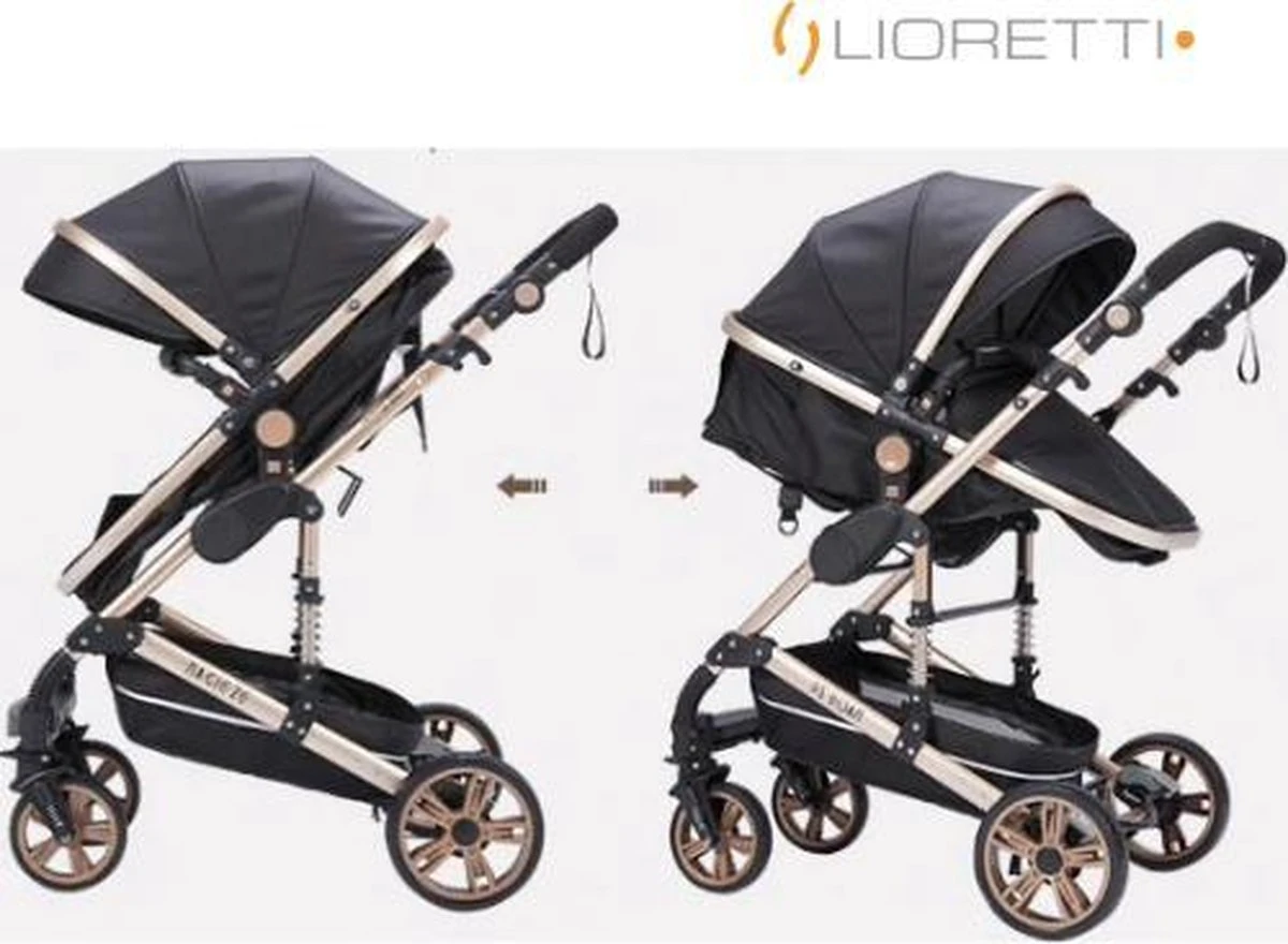 Merkloos Lioretti® Luxe Baby Buggy 3 In 1 | Baby Wagen | Kinderwagen Met Stoel En Wieg | Inklapbaar | Hoge Kwaliteit | Combi | Zwart 15 Merkloos Lioretti® Luxe Baby Buggy 3 In 1 | Baby Wagen | Kinderwagen Met Stoel En Wieg | Inklapbaar | Hoge Kwaliteit | Combi | Zwart - Afbeelding 13