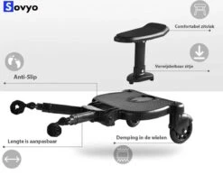 Merkloos Meerijdplankje Universeel Buggy/Kinderwagen - Kinderwagen Accessoire Met Afneembaar Zitje Van Hoogwaardige Kwaliteit - Verstelbaar Meerijdplankje -Kinderwagen- En Accessoirewinkel 1200x941