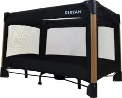 Deryan Luxe Campingbed Compleet - 120x60cm - Bodemverhoger - Verschoonblad - Opbergmand - Zwart -Kinderwagen- En Accessoirewinkel 1200x962 2