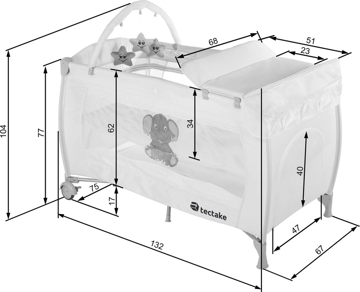 Tectake - Reisbedje Babybed Campingbed Dodo - 132x75x104cm Incl. Aankleedkussen En Draagtas - Bruin - 402203 8 Tectake - Reisbedje Babybed Campingbed Dodo - 132x75x104cm Incl. Aankleedkussen En Draagtas - Bruin - 402203 - Afbeelding 6