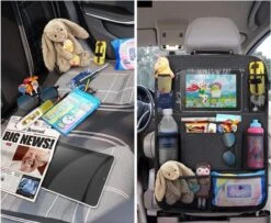 Merkloos Autostoel Organizer + Opvouwbare Mini Prullenbak Bundel - Musthave Voor Uw Autovakantie! - IPad/Tablet Houder - Opvouwbaar - Inklapbaar - Rugleuning - Auto Opbergsysteem - Kinderen - Waterafstotend - Prullenmand - Licht - Opberg - Universeel - Handig -Kinderwagen- En Accessoirewinkel 1200x986