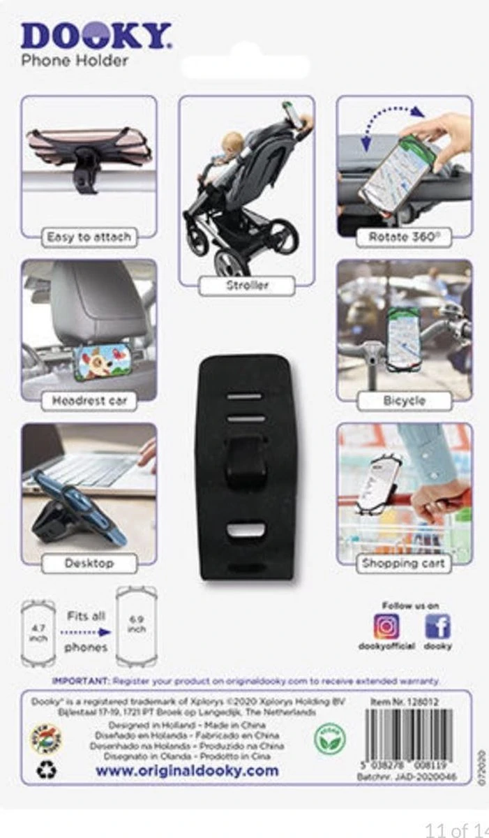 Dooky Telefoonhouder Smartphone Telefoon Houder 360* Rotatie Universeel Kinderwagen Fiets Zwart 6 Dooky Telefoonhouder Smartphone Telefoon Houder 360* Rotatie Universeel Kinderwagen Fiets Zwart - Afbeelding 4