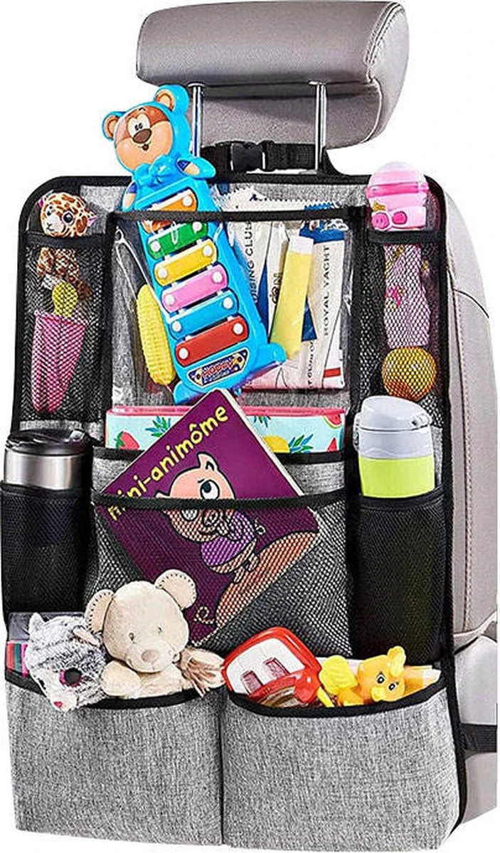 Vannons - Autostoel Organizer - Auto Organizer Voor Kinderen - Met IPadhouder - Grijs 3 Vannons - Autostoel Organizer - Auto Organizer Voor Kinderen - Met IPadhouder - Grijs