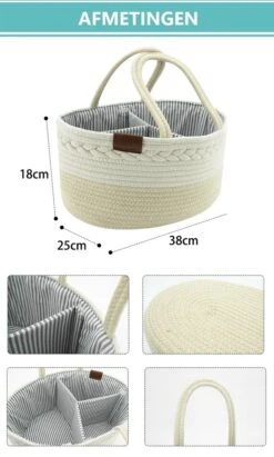 ADSafety - Luxe Katoenen Luiertas - Inclusief Uitneembare Organizer - Verzorgingstas - Opbergtas - Commode Mandje - Baby Spullen - Crème -Kinderwagen- En Accessoirewinkel 721x1200 4