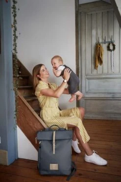 LÄSSIG Luiertas Rolltop Backpack Rugzak Incl Verschoningsmatje Antraciet -Kinderwagen- En Accessoirewinkel 800x1200 95