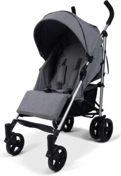 Prénatal Luxe Buggy – Kinderwagen Met Boodschappenmand En Zonneklep - Verstelbare Wandelwagen – Inklapbaar Met 1 Hand - Plooibuggy Grijs