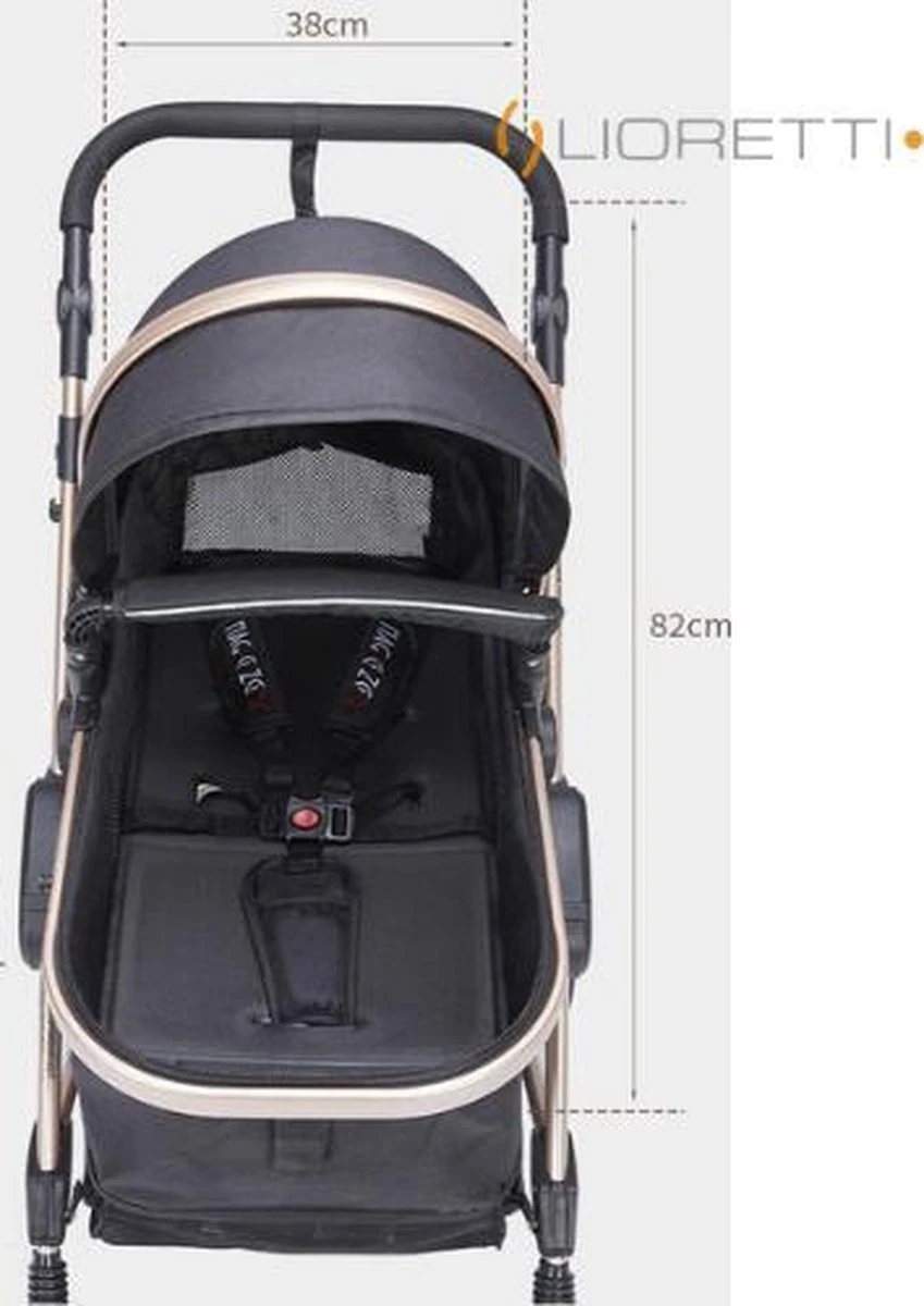 Merkloos Lioretti® Luxe Baby Buggy 3 In 1 | Baby Wagen | Kinderwagen Met Stoel En Wieg | Inklapbaar | Hoge Kwaliteit | Combi | Zwart 19 Merkloos Lioretti® Luxe Baby Buggy 3 In 1 | Baby Wagen | Kinderwagen Met Stoel En Wieg | Inklapbaar | Hoge Kwaliteit | Combi | Zwart - Afbeelding 17