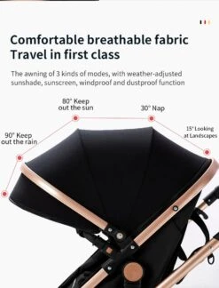 Luxe Kinderwagen 3 In 1 - Wandelwagen - Kinderwagen 3-in-1 Incl Autostoel - Kinderwagen Maxi Cosi – Buggy 3 In 1 - Newborn - Zwart/goud -Kinderwagen- En Accessoirewinkel 914x1200 4