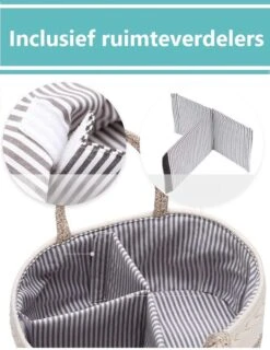 ADSafety - Luxe Katoenen Luiertas - Inclusief Uitneembare Organizer - Verzorgingstas - Opbergtas - Commode Mandje - Baby Spullen - Crème -Kinderwagen- En Accessoirewinkel 925x1200 4
