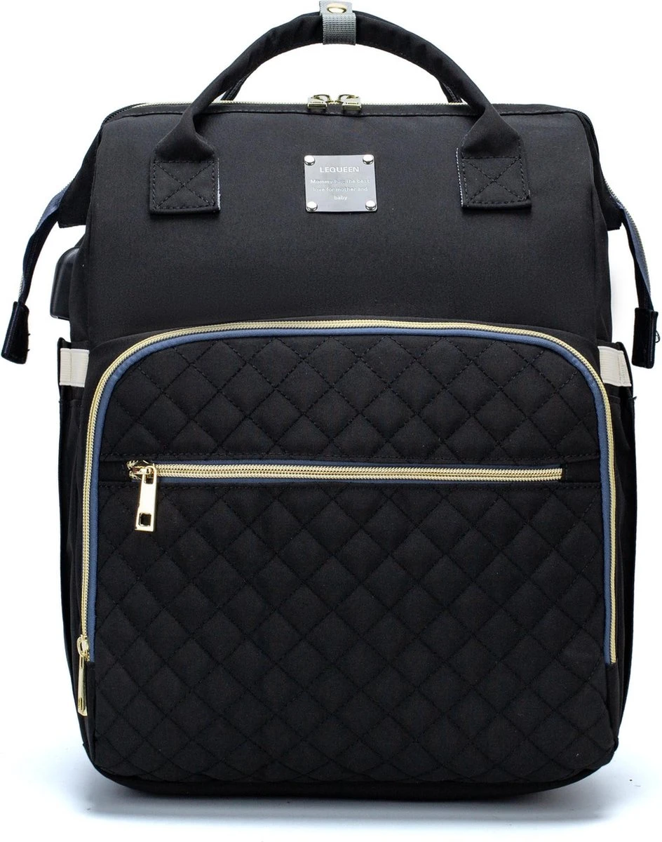 Luiertas - Multifuctioneel Luiertas 3 In 1 - Met Babybedje - Met Verschoningsmatje - Zwart - Met Usb - Met Verdikt Matras 13 Luiertas - Multifuctioneel Luiertas 3 In 1 - Met Babybedje - Met Verschoningsmatje - Zwart - Met Usb - Met Verdikt Matras - Afbeelding 11