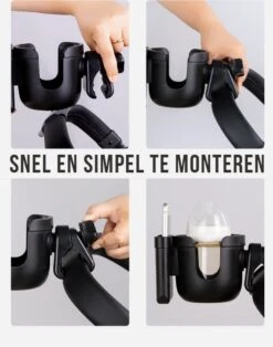 Merkloos Allernieuwste Universele Bekerhouder PLUS Telefoonhouder Voor Kinderwagen, Buggy En Fiets - Kinderwagen Accessoires - Combi 2-in-1 - ZWART -Kinderwagen- En Accessoirewinkel 945x1200 1