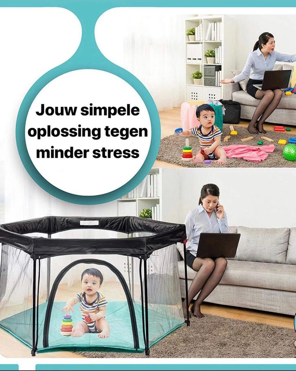 Deryan Draagbare Kinderbox - Zwart - Vaste Matrasbodem - Reisbox - Campingbedje 16 Deryan Draagbare Kinderbox - Zwart - Vaste Matrasbodem - Reisbox - Campingbedje - Afbeelding 14