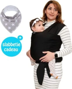 Baby Garden Draagdoek Zwart - Ergonomisch - Original - Gratis Slabbetje