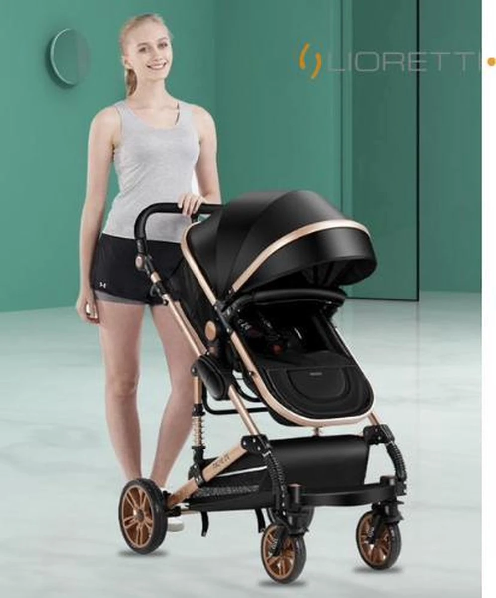 Merkloos Lioretti® Luxe Baby Buggy 3 In 1 | Baby Wagen | Kinderwagen Met Stoel En Wieg | Inklapbaar | Hoge Kwaliteit | Combi | Zwart 14 Merkloos Lioretti® Luxe Baby Buggy 3 In 1 | Baby Wagen | Kinderwagen Met Stoel En Wieg | Inklapbaar | Hoge Kwaliteit | Combi | Zwart - Afbeelding 12